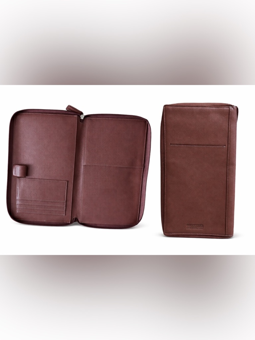 Levenger Leather Zip Portfolio travel Wallet - Brown